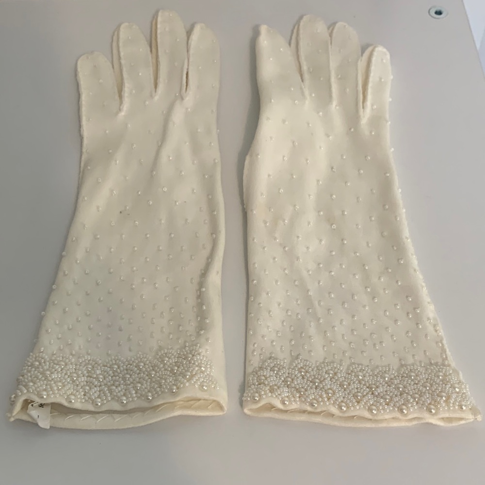 Bullock’s vintage white beaded gloves
